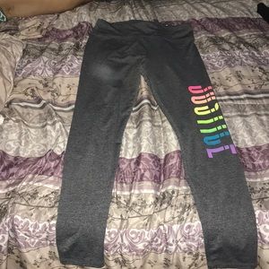 Dark gray Justice legging with rainbow letters
